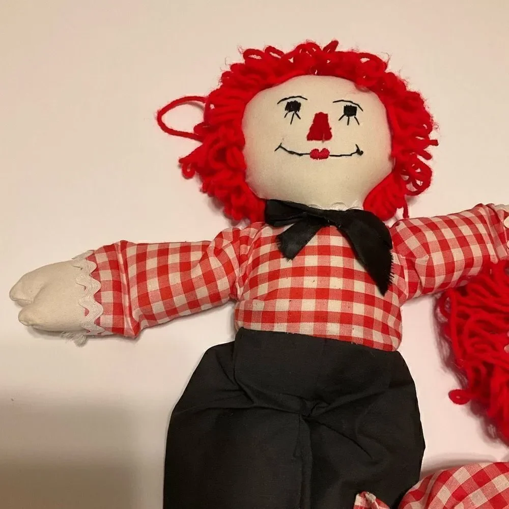 Vintage Handmade Raggedy Ann and Andy, 20”  Cottagecore, RLChristmas, heritage